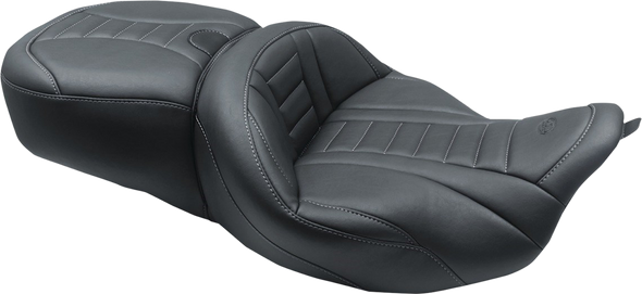 Mustang One-Piece Deluxe Touring Seat - Black W/ Gun Metal Stitching 79006Gm