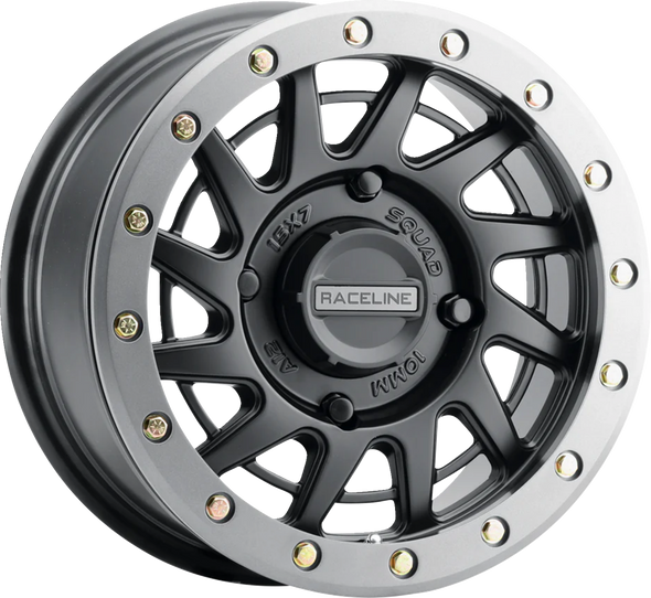 Raceline Wheels Wheel - Squad - Front/Rear - Black/With Gun Metal Gray Ring - 15X7 - 4/156 - 6+1 (+38 Mm) A12Bg-57056+38