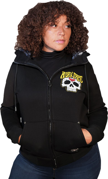 Lethal Threat Women'S Born Free Zip Up Hoodie - Black - 3Xl Hd84072-3X