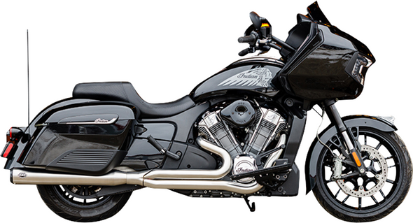 S&S Cycle 2-Into-1 Qualifier Exhaust System With Power Plus - Brushed Stainless Steel - Race Only - Indian 550-1130