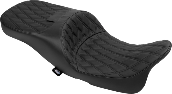 Drag Specialties Seats Extended Reach Freedom Seat - Vinyl - Double Diamond - Black Stitch - Flt/Flh '09-'24