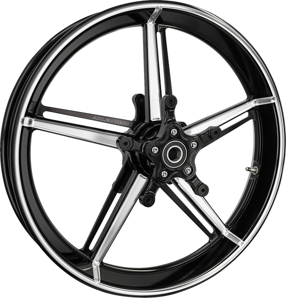 Arlen Ness Wheel With Hub/Adapter - Factory 24 - Front - Black/Contrast Cut - 21X3.5 91-654