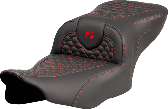 Saddlemen Roadsofa Seat - Dragon Scale Stitch - Red Stitch - W/O Backrest - Fltr/Flhx '23-'24 823-07-20804
