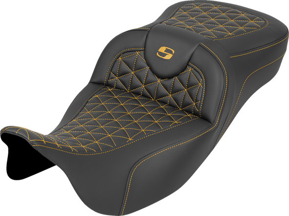Saddlemen Seat Roadsofa Tri Gripper Ext Rch Gold Stitch 808-07B-21107
