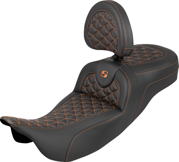 Saddlemen Seat Roadsofa Tri Gripper W/Db Orange Stitch 808-07B-211B3