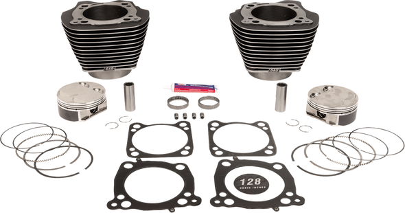 S&S Cycle Cylinder Kit 4.25"Bore 4.5"Stroke Blkgranitew/Highlights M8 910-0733A