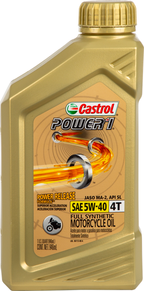 Castrol Power 1 Synthetic Oil 4T 5W40 1Qt 15D29D