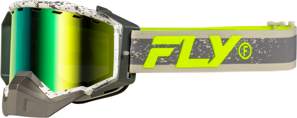 Fly Racing Zone Snow Goggle Gry/Hi-Vis W/Green Mirror/Yellow Lens 37-50281