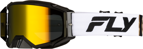 Fly Racing Zone Pro Goggle White/Blk/Gold W/ Gold Mirror/Smoke Lens 37-5189