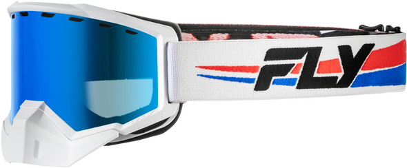 Fly Racing Focus Snow Goggle Whte/Red/Blu W/Dark Blue Mirror/Smoke Lens 37-50087