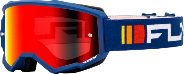 Fly Racing Zone Goggle Navy/White W/ Red Mirror/Smoke Lens 37-51521