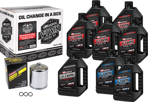 Maxima V-Twin Syn Oil Change Kit M8 Chrome Filer 90-129018Pc