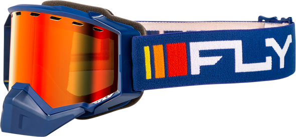 Fly Racing Zone Snow Goggle Navy/White W/ Red Mirror/Amber Lens Flb-24Z3