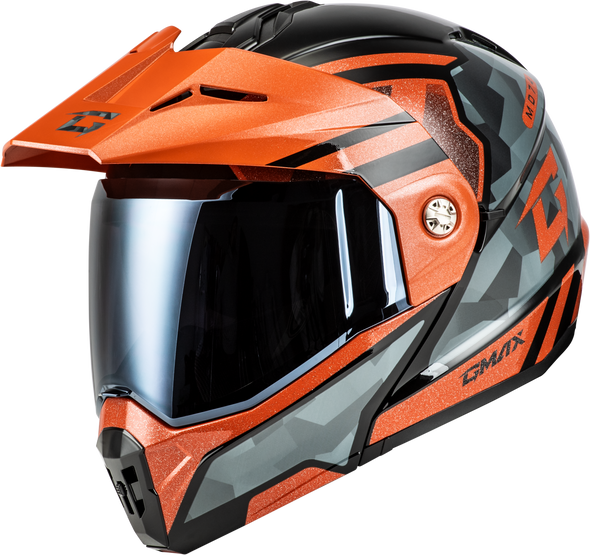 Gmax Md-74 Striker Modular Helmet W Smk Shield Blk/Gry/Or Mtlc 2X M17411258