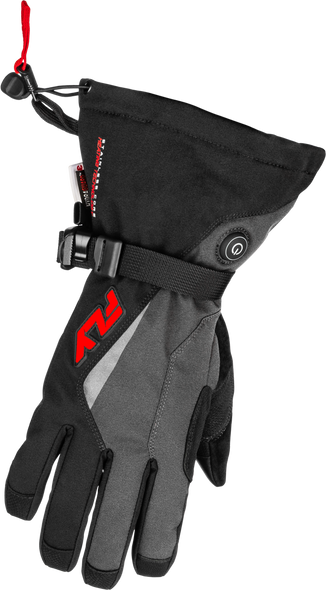 Fly Racing Title Heated Gauntlet Gloves Grey/Black/Red Md 476-2942M