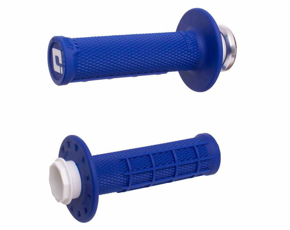 Odi Micro-X Lock-On Grips Half-Waffle Blue/Silver H36Mxu