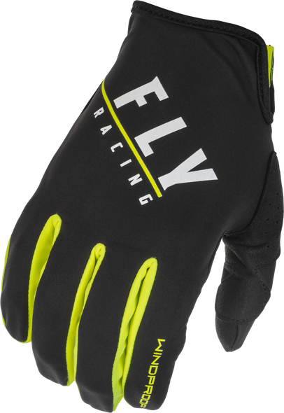 Fly Racing Windproof Gloves Black/Hi-Vis Sz 10 371-14210