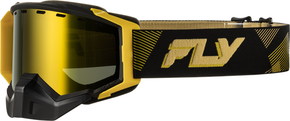 Fly Racing Zone Elite Sn Goggle Blk/Gold W/Gold Mir/Plrzd Yellow Lens 37-4110