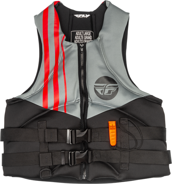 Fly Racing Neoprene Flotation Vest Black/Grey/Red Lg 221-30400L