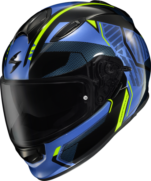 Scorpion Exo Ryzer Full-Face Helmet Switch Blue/Hi-Viz 2X Ryz-1207