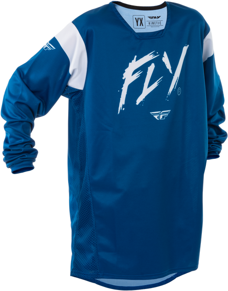 Fly Racing Youth Kinetic Stoke Jersey Navy/White Yxl 378-526Yxl