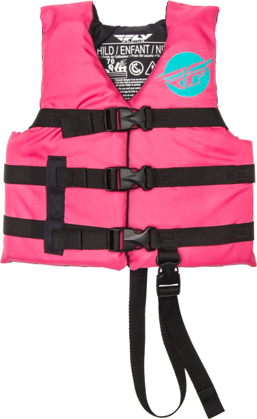 Fly Racing Child Flotation Vest Neon Pink/Teal 221-30320