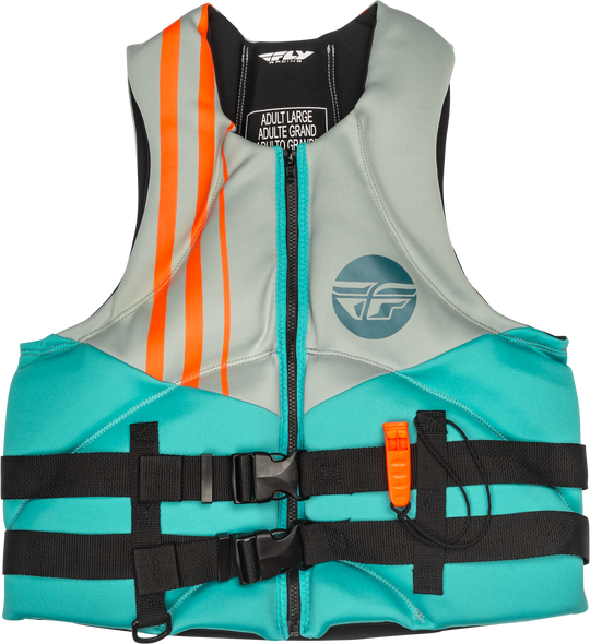 Fly Racing Neoprene Flotation Vest Teal/Grey/Orange Lg 221-30403L