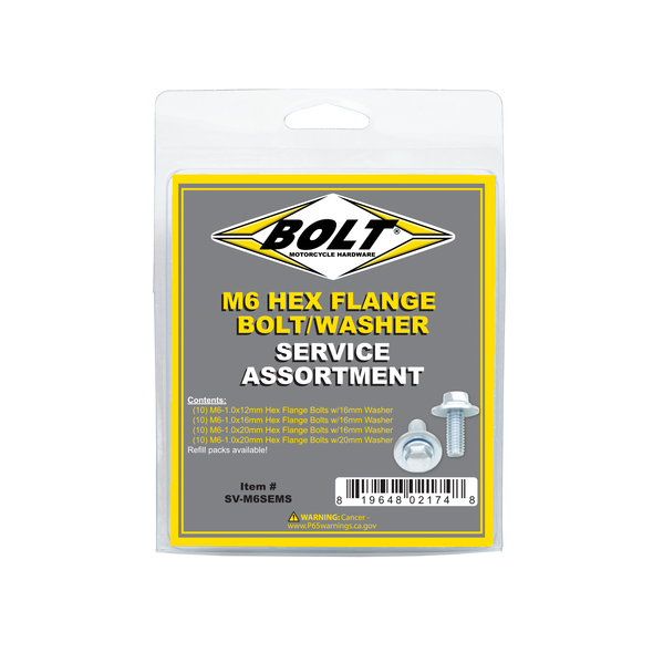 Bolt 8Mm Hex Flange Bolt Assortment W/16Mm Washer 40 Piece Kit Sv-M6Sems