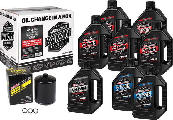 Maxima V-Twin Syn Oil Change Kit M8 Black Filer 90-129018Pb