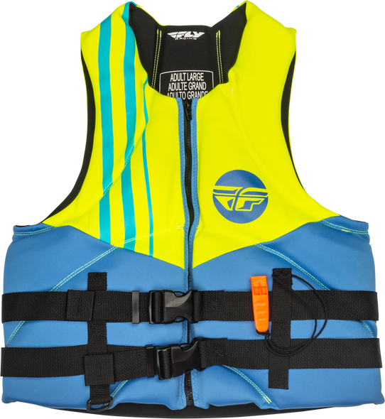 Fly Racing Neoprene Flotation Vest Blue/Hi-Vis/Teal Sm 221-30401S