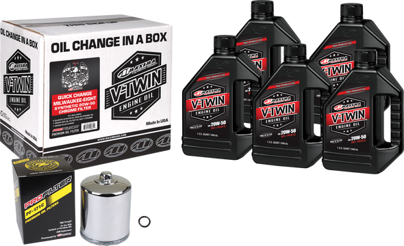 Maxima V-Twin Syn Quick Change Kit M8 Chrome Filer 90-129015Pc