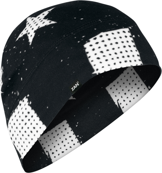 Zan Headgear Sportflex Beanie - Black & White Flag Whll091
