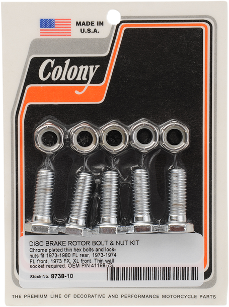 Colony Mounting Hardware Kit With Nuts - Brake Rotor - Hex - 1" 8738-10