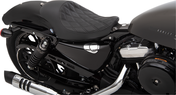 Drag Specialties 3/4 Solo Seat - Double Diamond - Black W/ Black Stitching - Xl '04-'22