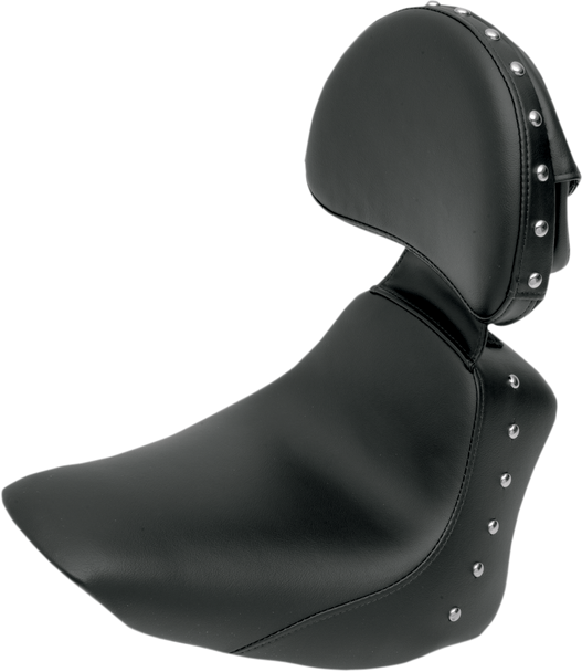 Saddlemen Heels Down Solo Seat - With Backrest - Studded - Black - Flstc 806-15-0031