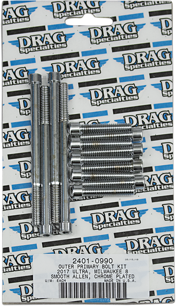 Drag Specialties Bolt Kit - Outer Primary - Chrome - Smooth - M8