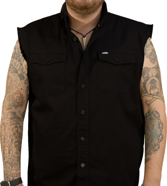 Lethal Threat Freedom Ain'T Free Printed Sleeveless Button Down Shirt - Black - Xl Co60195Xl Lethal Threat Freedom Ain'T Free Printed Sleeveless Button Down Shirt - Black - Xl Co60195Xl