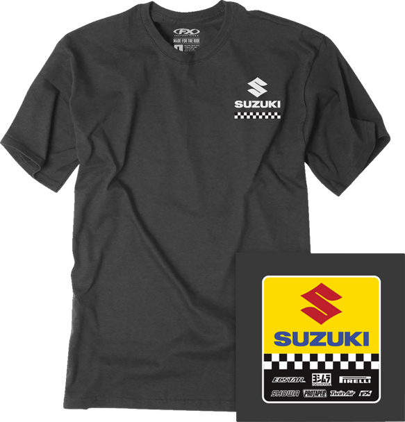 Factory Effex Suzuki Starting Line T-Shirt - Heather Charcoal - Large 27-87404