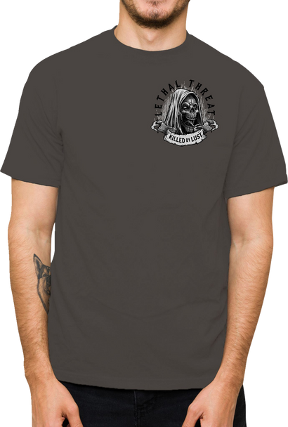 Lethal Threat Killed By Lust T-Shirt - Gray - 3Xl Lt20903Xxxl
