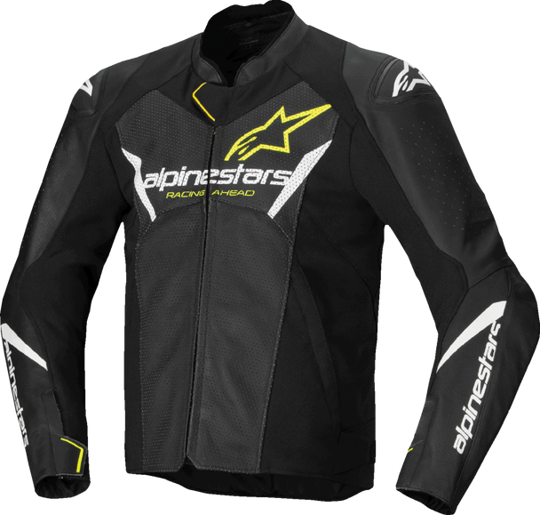 Faster V3 Airflow Leather Jacket - Black/White/Yellow Fluo - Us 38 / Eu 48 3103625-125-48