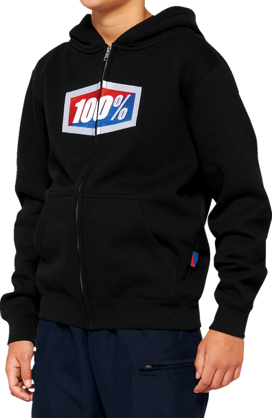 100% Youth Official Zip Hoodie - Black - Large 20033-00002