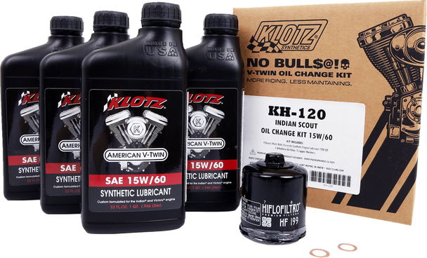 Klotz Oil Oil Change Kit - Indian Scout - 15W-60 Kh-120
