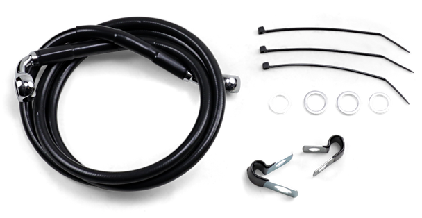Drag Specialties Brake Line - Front - Black - +6" - Fxd '00-'05
