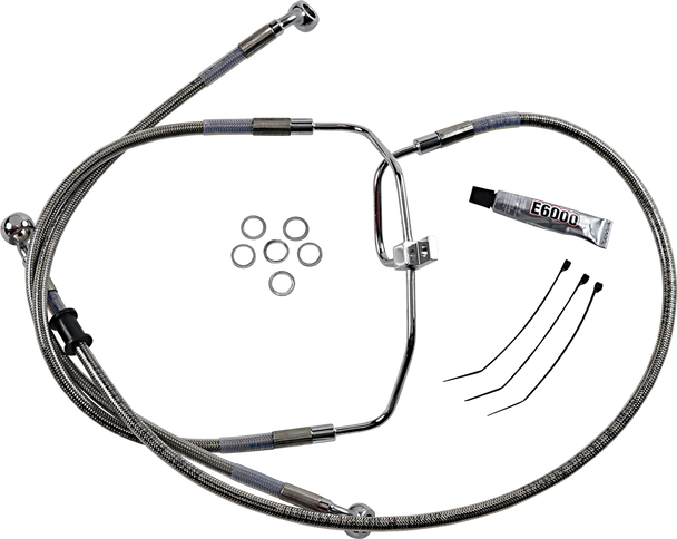 Drag Specialties Brake Line - +10" - Stainless Steel - Fxdf '08-'17