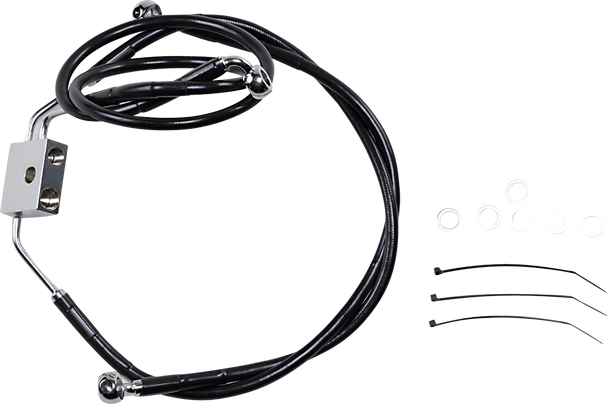 Drag Specialties Brake Line - Front - Black - +10" - Fxdf '12-'17