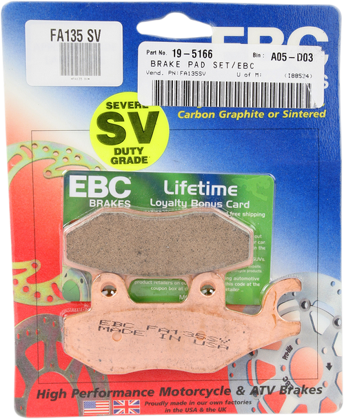Ebc Sv Severe Duty Brake Pads - Fa135Sv Fa135Sv