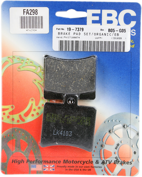 Ebc Organic Brake Pads Fa298
