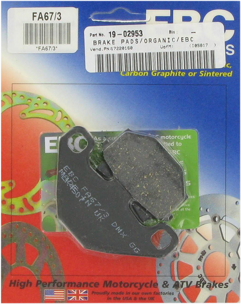 Ebc Organic Brake Pads Fa67/3