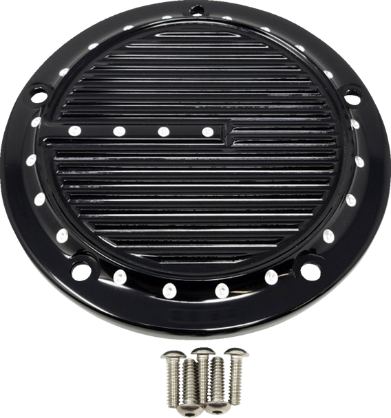 Covingtons Derby Cover - Dimpled - 5-Hole - Black - Softail C1973-B