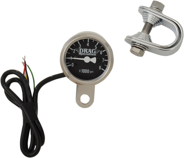 Drag Specialties Electronic Mini Tachometer - Steel Housing - Led Illuminated Black Face - 1-7/8"